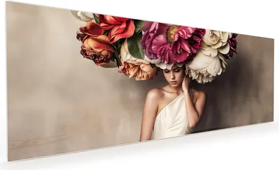 Produktbild von Küchenrückwand Spritzschutz Glas mit Motiv Blumenhut Portrait 40 x 40 cm