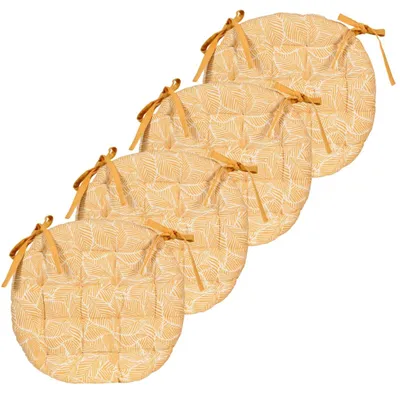 Image de Coussin d'assise rond, bicolore, diamètre 40 cm, jaune, imprimé, un