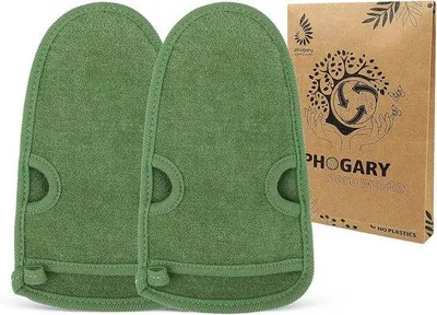 Productafbeelding van Exfoliërende Scrubhandschoenen voor Lichaamspeeling - 2 Stuks Groene Handschoenen