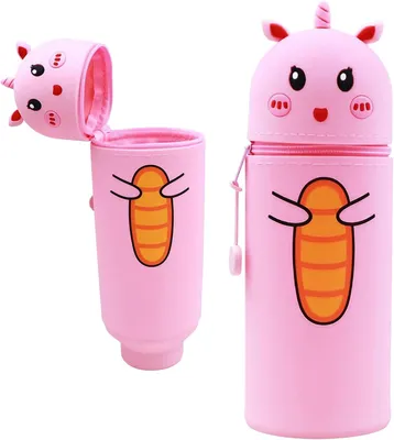 Produktbild von Federmäschchen blau rosa, 2-in-1 weiches Silikon, stehend, für Schulsachen