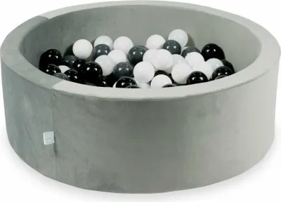 Image de Piscine à balles 90x30 gris velours - Avec 200 balles / blanc, graphite, noir, blanc laine
