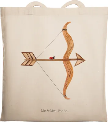 Produktbild von Mr. & Mrs. Panda Einkaufstasche Sternzeichen Schütze - Transparent - Geschenk, Laptoptasche, Geburtstag November, Dezember, Tasche, Schützenfest, Tote Bag, Beutel, canvas