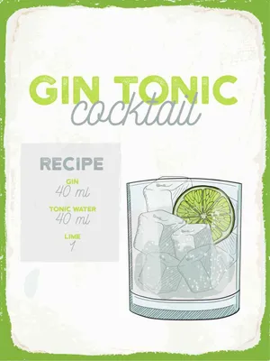 Produktbild von vianmo Holzschild 40x30 cm Gin Tonic Cocktail Recipe Essen Trinken