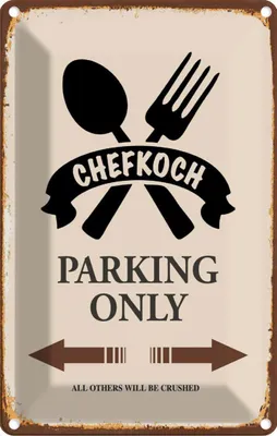 Zdjęcie produktu dla vianmo Blaszany znak 18x12 cm Chefkoch parking only