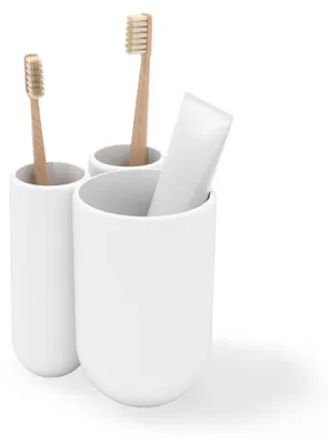 Produktbild von Umbra Touch Zahnputzbecher, 3 Fächer Melamin, Weiss