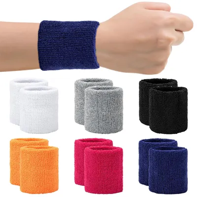 Produktbild von Schweißband Handgelenkband Schweißarmband - 8 x 8 cm - Polyester - Set mit 12 Stück - Bunt - Für Fitness und Sport