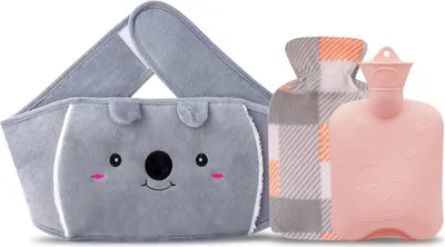 Produktbild von Wärmflasche Wärmflaschengürtel Koala Gummi Wärmflasche mit weichem Taillen-Bezug Pink-heart, für Nacken Schulter Rücken Beine Wärmung