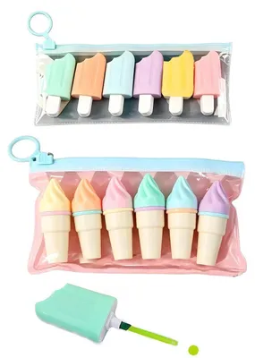 Immagine prodotto di Set di 12 pennarelli fluorescenti mini, design a tema ghiaccio, colori pastello