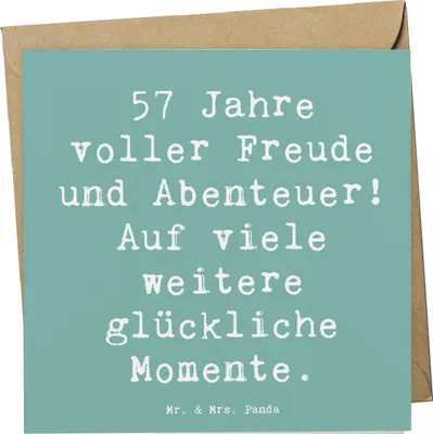 Produktbild von Mr. & Mrs. Panda Klappkarte Spruch 57. Geburtstag Freude - Meeresbrise - Geschenk, Jubilar, Happy Birthday, Glückwunschkarte, Leben genießen, Grußkarte, faltkarte, feiern