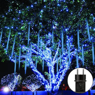 VidaXL 8x Meteor Lichterkette 288 LEDs Blau - Innen & Außen Weihnachtsdekoration