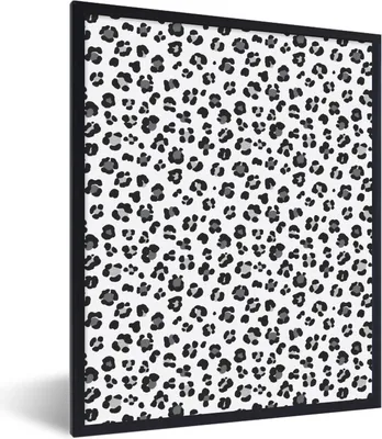 Produktbild von MuchoWow® Gerahmtes Poster Tiermuster - Panther - Grau 30x40 cm - Poster mit Schwarzem Bilderrahmen Wandposter Rahmen Foto Bilder - Wanddeko - Kunstdrucke