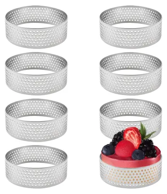 8 Dessertringe Ø 6 cm, Edelstahl, mit Löchern, für Torten & Mousse
