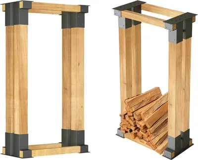 Produktbild von TRMLBE Holzstapelhilfe für Kaminholz, Stabile Brennholz Stapelhilfe aus Feuerverzinkt Holzstapelhalter Gestell Holz für innen und außen (4er Set)