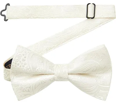 Immagine prodotto di Fascia da uomo, pre-legata, regolabile, in microfibra di poliestere, motivo Paisley, colore bianco