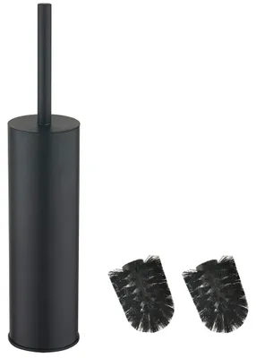 Image de Porte-brosse de toilettes rond et allongé en acier inoxydable 304 (noir)