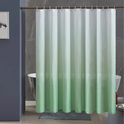 Produktbild von Furlinic Duschvorhang Überlänge Antibakteriell Waschbar Weiß Grün 200x200cm