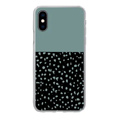 Produktbild von MuchoWow® Handyhülle Schutzhülle Hülle für iPhone X Polka dots - Grün - Schwarz Silikon Softcase Handy Hülle - Handyhülle