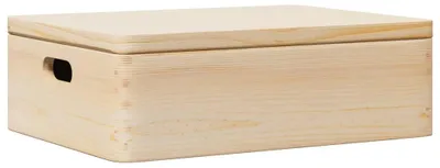 Zdjęcie produktu dla vidaXL Drewniane pudełko z pokrywką i uchwytami 40x30x13 cm z litego drewna sosnowego