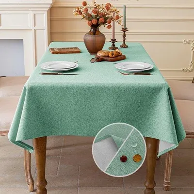Produktbild von Wasserfeste Tischdecke Linnenoptik 90x90cm Saliegrün