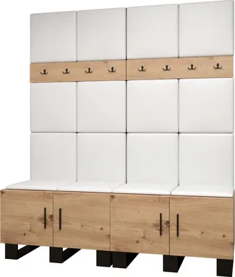 Produktbild von Garderobe ARTIN Set 3 mit gepolsterten Paneelen Industrial Design