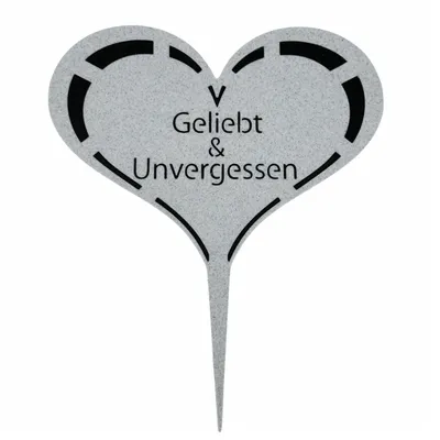 Produktbild von Grabstecker Grabschild auf Stab | mit Inschrift "Geliebt & Unvergessen" Kunststoff | Grabdeko | Grabschmuck