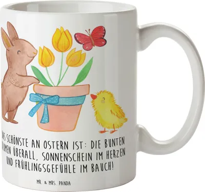 Produktbild von Mr. & Mrs. Panda Kaffeetasse Hase Küken - Weiß - Geschenk, Pott, Keramiktasse, Ostern, Tasse, Becher, Ostergeschenk, Teetasse