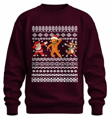 Produktbild von Dabbing Santa Lebkuchen Rentier Lustig Weihnachten Rudolph Sweatshirt Pullover, Burgundy, 3XL