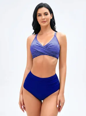 Produktbild von CUPSHE Damen Bikini-Set Badeanzug Blau Verstellbar Push-up XXL
