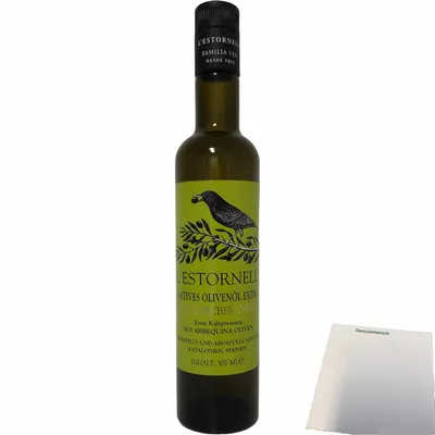 Produktbild von L’Estornell Natives Olivenöl Extra (500ml Flasche) + usy Block