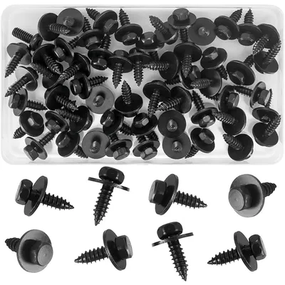 Productafbeelding van 55 stuks zeskantkop-schroeven met afdichting, 5,5-6 mm x 19 mm, zwart, zelfborend