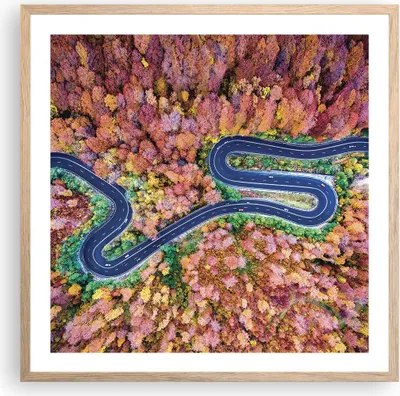 Produktbild von Gerahmtes Poster - Rahmen in heller Eiche - Kurvenreich Weg Wald - 60x60 cm - Wand Bild - Wanddeko - Wandbilder - Wandposter - Bilderrahmen - Bilder - Kunstdruck - Wandbild - P2NAC60x60-4291