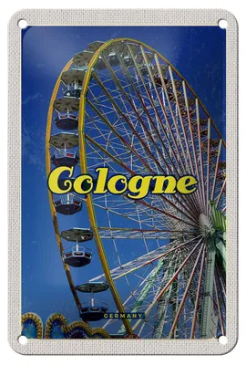 Produktbild von Blechschild Reise 12x18cm Köln Kirmes Riesenrad Autoskooter Schild