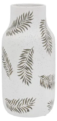 Productafbeelding van Gilde halsvaas, "Farn", met fernmotief, keramiek, wit, verpakking met 3 stuks, hoogte 26 cm, diameter 13 cm. Artikelnummer: 34532. EAN: 4063387345320
