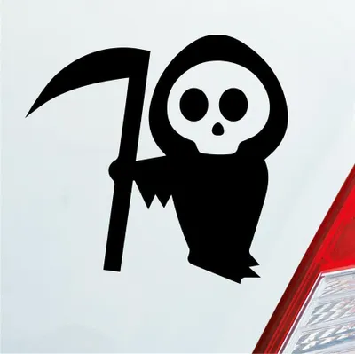 Produktbild von Auto Aufkleber Sensenmann Tod tot Death Sense Mann 10x10 cm Schwarz Matt Sticker Heckscheibenaufkleber