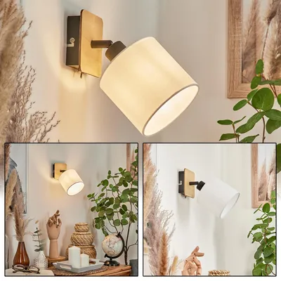 Produktbild von Costa »Costa« verstellbare Wandlampe, Holz/Metall/Stoff, Hellbraun/Schwarz