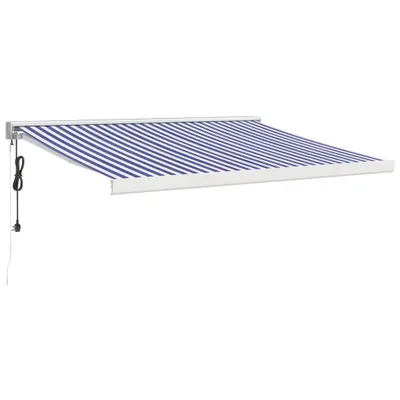 Immagine prodotto di vidaXL Tenda retrattile blu e bianca 3,5x2,5 m Tessuto e alluminio