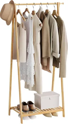 Produktbild von EUGAD Kleiderständer, Garderobe mit Ablage, Regal mit Kleiderstange stabil, aus Bambus
