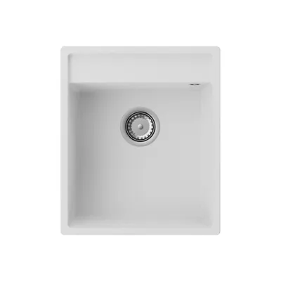 Produktbild von GRANMASTER Magma Spülbecken Küche mit 1 Becken - Granitspüle mit Siphon Waschbecken Küche, Einbauspüle Arbeitsplatte Küchenspüle Spüle Weiß