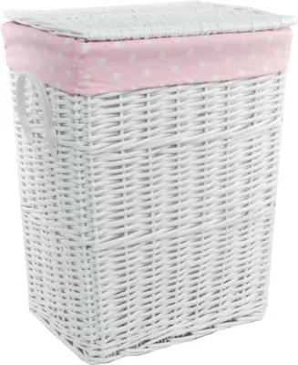 Immagine prodotto di Cesto per la biancheria Cestino per la biancheria Cassettone in vimini rettangolare 60L bianco rosa Coperchio Maniglia 40x30 H.55