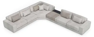 Produktbild von Grau Ecksofa L Form Wohnlandschaft Couch Möbel Textil Holz Sofa Couchen