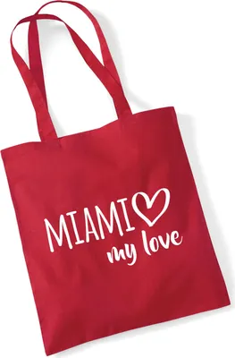 Produktbild von Huuraa Jutebeutel Miami my love 10 Liter Classic Red Baumwolle Tasche Geschenkidee
