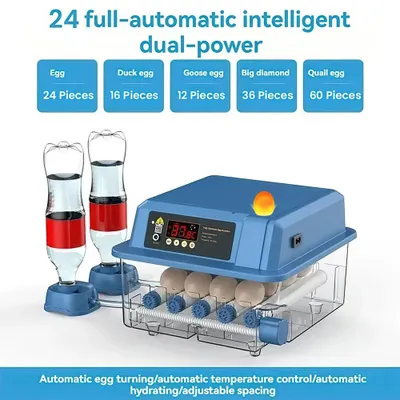 Image de Machine à œufs - Incubateur automatique pour 24 œufs - Contrôle de la température et de l'humidité - Pour œufs de poule - En plastique