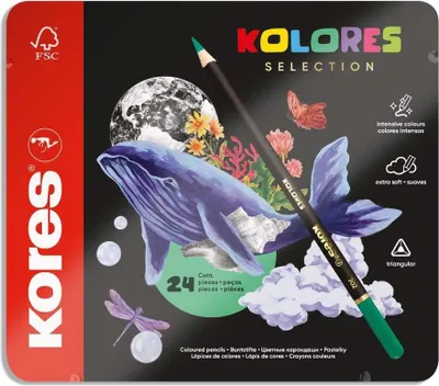 Zdjęcie produktu dla Kores BB93325 Trójkątne kredki ołówkowe Kores "KOLORES SELECTION", pudełko 24 szt