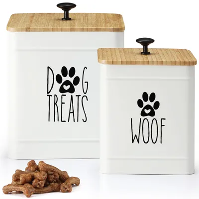 Hundesnack-Behälter-Set, 2 Stück, luftdicht, 20x15 cm & 18x14 cm, Weiß
