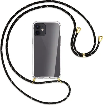 A clear product shot of a phone case with a lanyard.