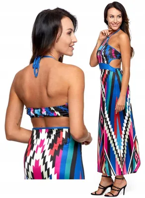 Produktbild von Sommerkleid - Maxikleid Größe L - Kleid Damen bunt - Kleid Rückenfrei - Kleid bunt