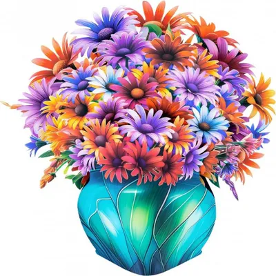 Immagine prodotto di biglietto d'auguri con fiori pop-up 3D - Bouquet di fiori colorati