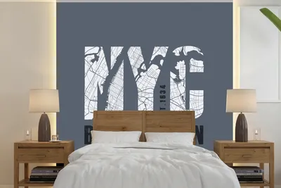 Produktbild von MuchoWow® Fototapete für Wohnzimmer oder Schlafzimmer Wandtapete Vinyl Motivtapete New York - Blau - NYC - 280x280 cm - Hintergrundbild