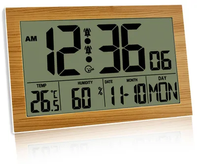 Digitale Wanduhr mit Temperatur- und Feuchteanzeige, 20,1 cm
