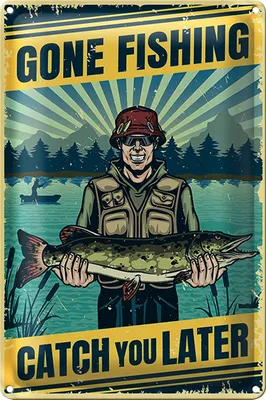 Produktbild von Blechschild Retro 18x12cm Gone Fishing Angeln
